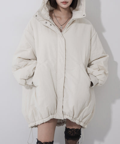 【 裾絞り可能2WAY 】フード付きパファーエコダウンモンスターコート / 2WAY Hooded puffer eco down monster coat