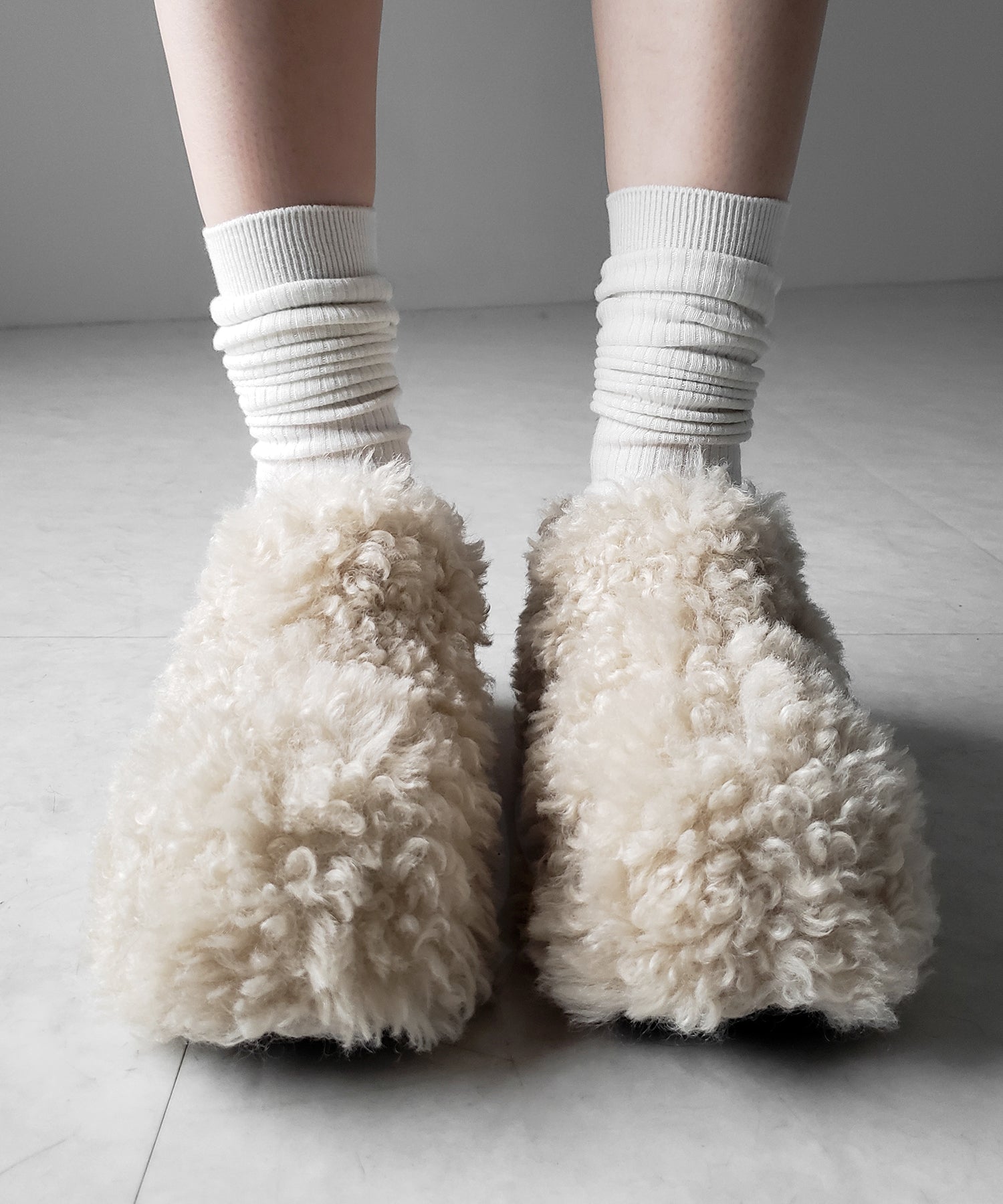 厚底テディボアサボサンダル / platform teddy boa sabo sandals