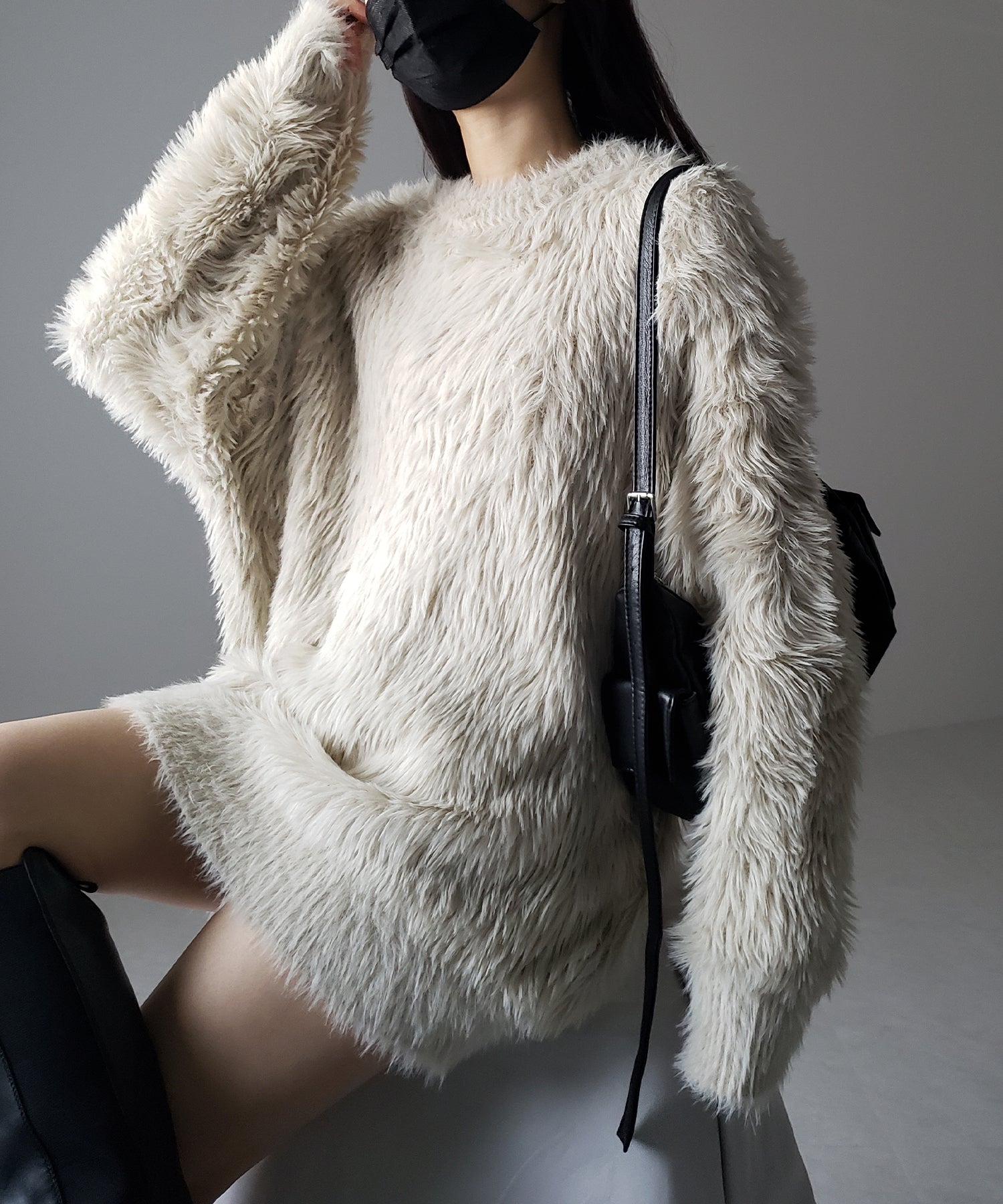【 4color 】ビッグシルエットロングシャギールーズニット / big silhouette long shaggy loose knit