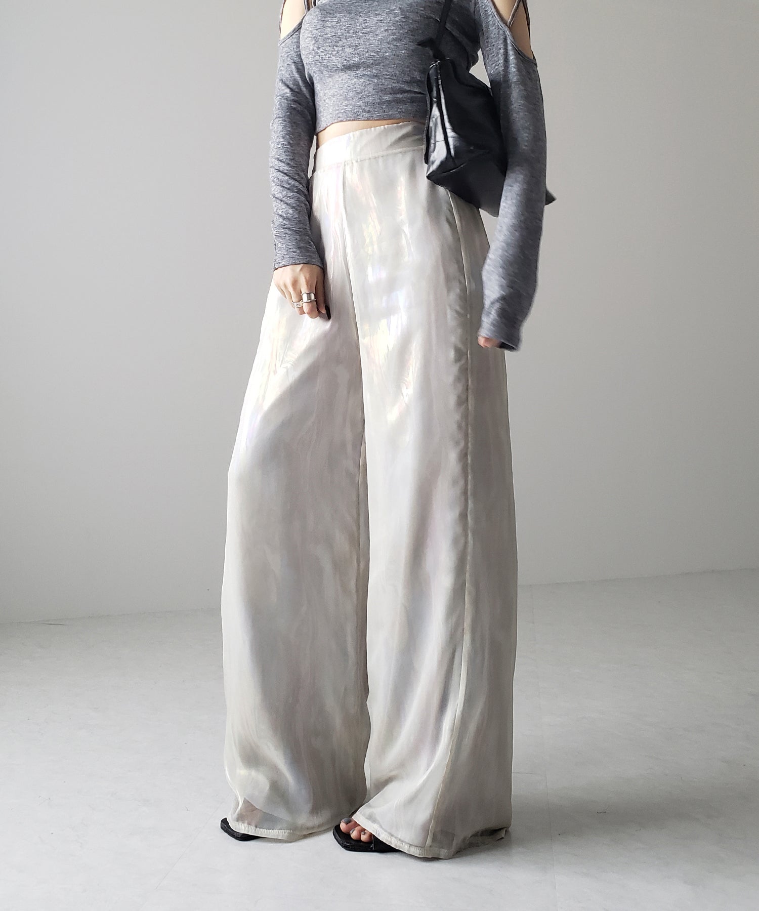【 裏地付き 】オーロラグロスオーガンジーワイドパンツ / Aurora gloss organdy wide pants