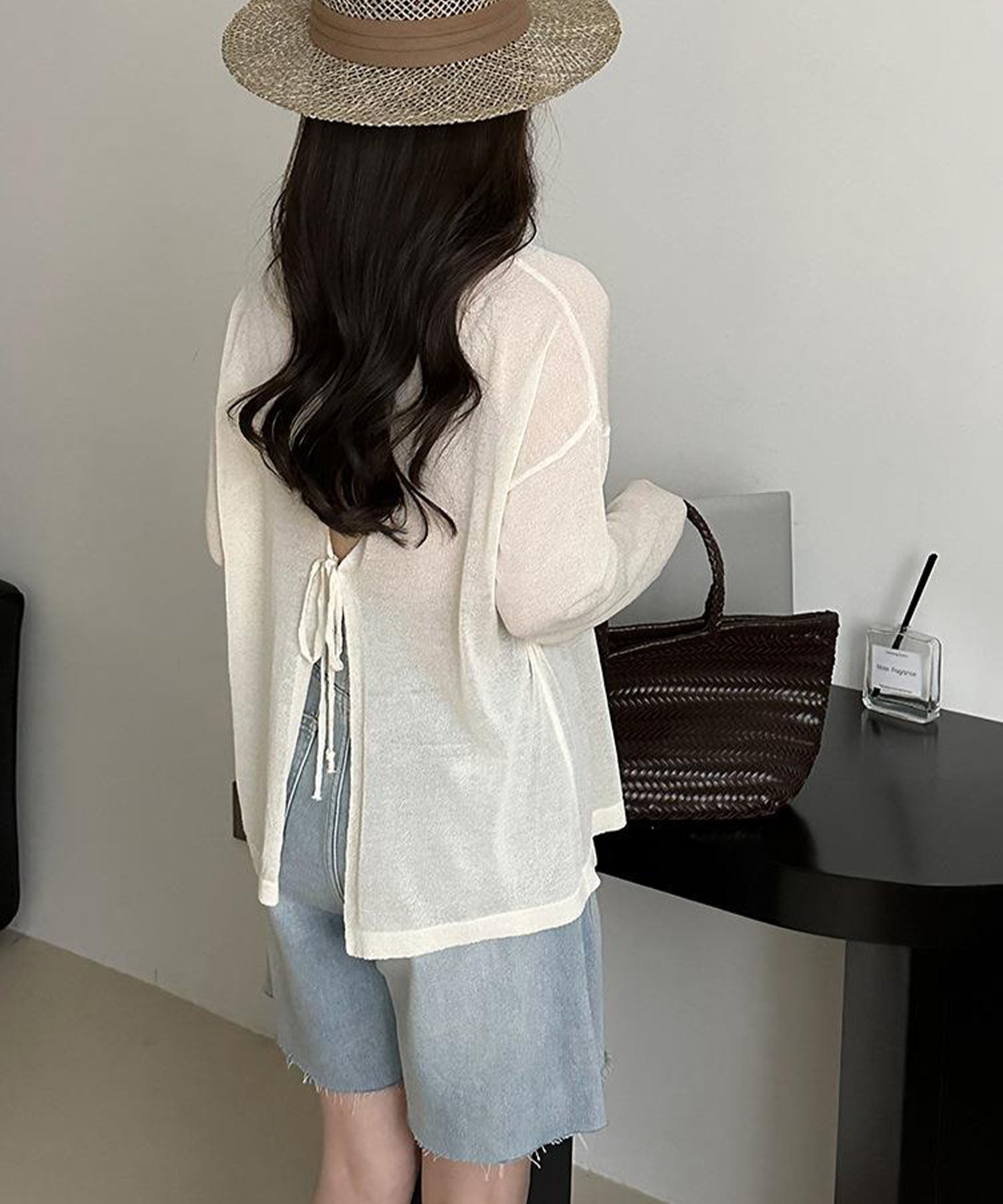 【 選べる7color 】ニュアンスカラーバックスリットオーバーシアーニット / nuance color back slit over sheer knit