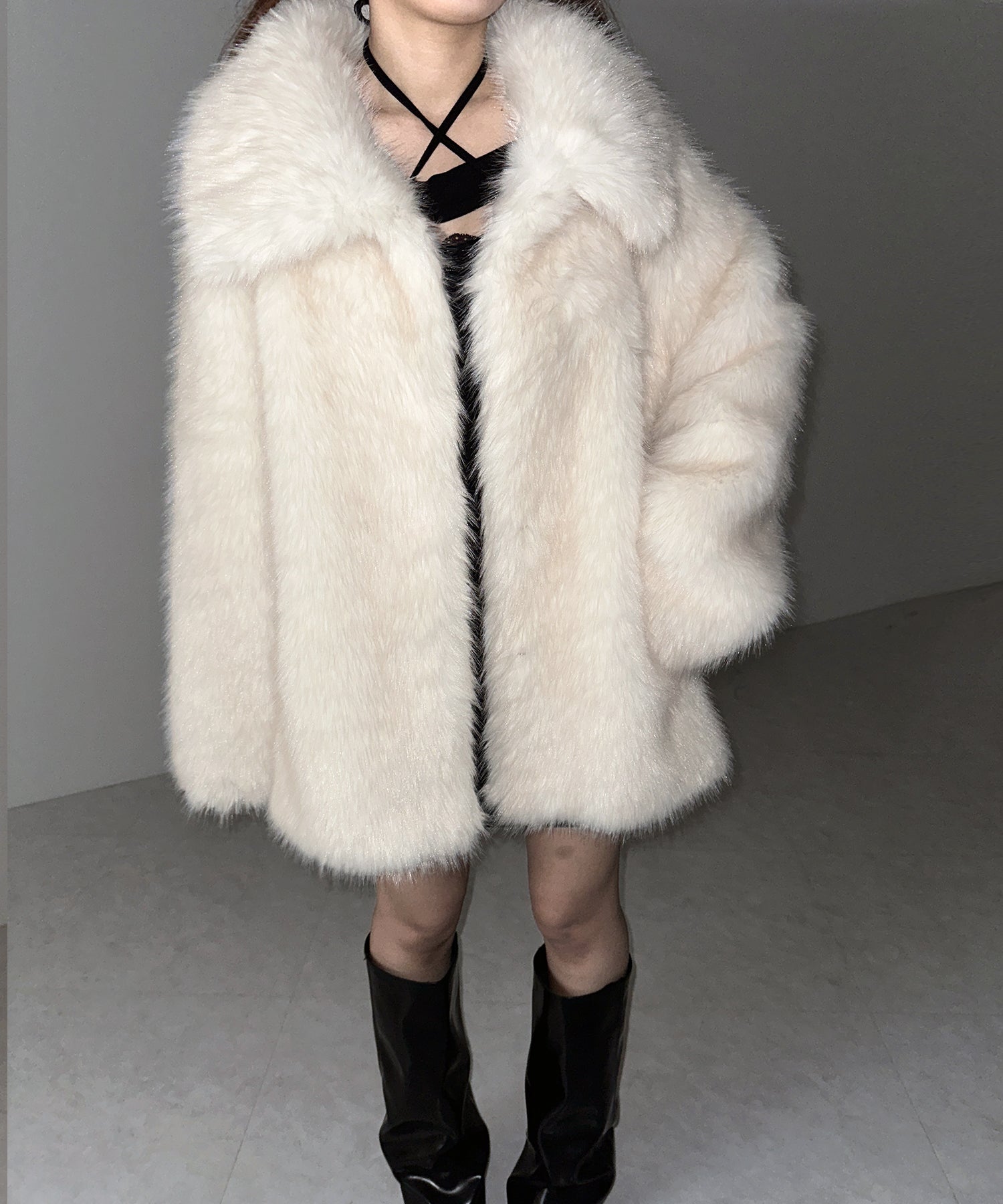 【 5color 】フェイクファーボリュームミドルコート / fake fur volume middle coat