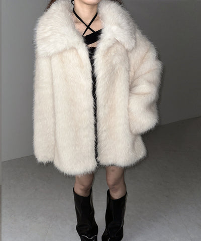 フェイクファーボリュームミドルコート / fake fur volume middle coat