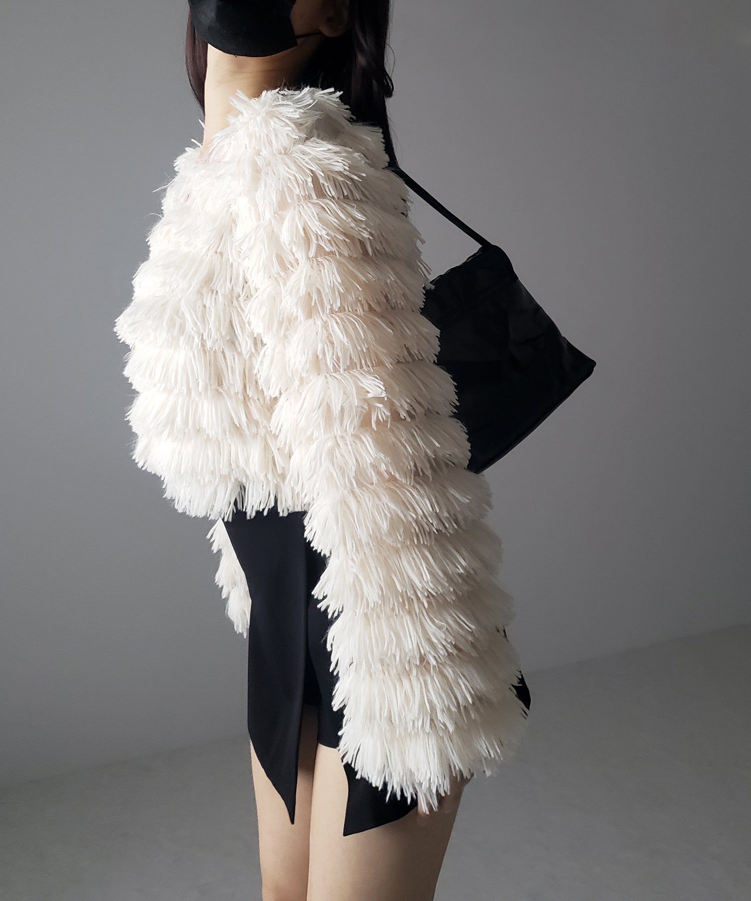 【 4color 】シャギーファーフリンジオーバートップス /shaggy fur fringe over tops