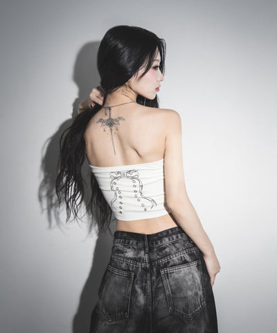 クロスグランジロゴベアトップス / cross grunge logo bare tops