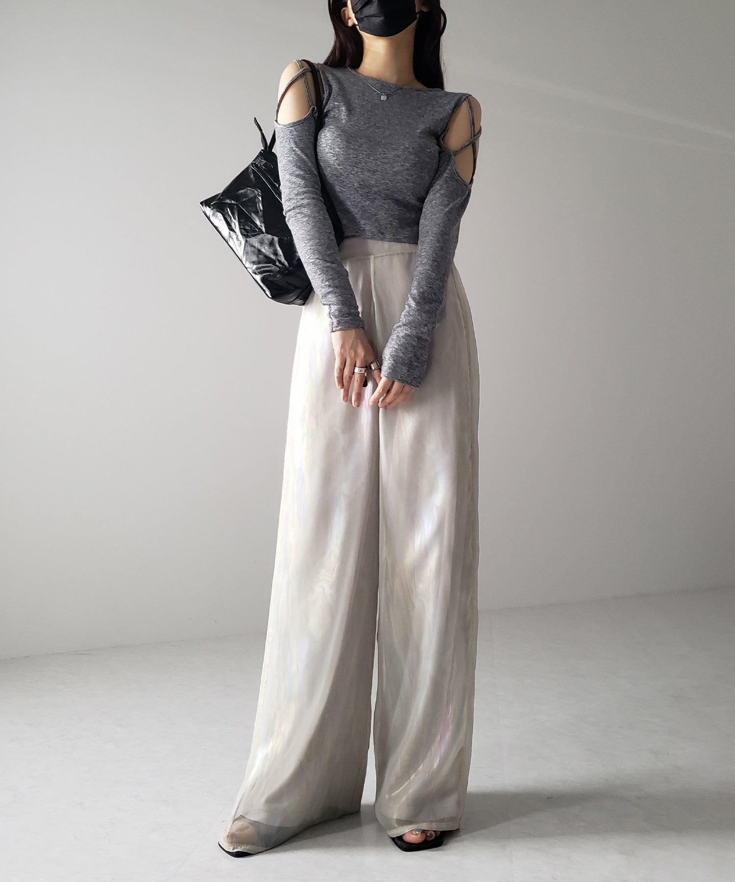 【 裏地付き 】オーロラグロスオーガンジーワイドパンツ / Aurora gloss organdy wide pants