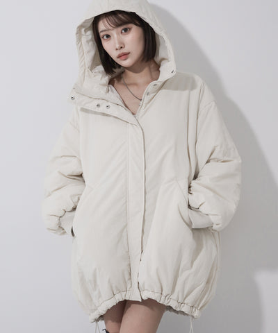 【 裾絞り可能2WAY 】フード付きパファーエコダウンモンスターコート / 2WAY Hooded puffer eco down monster coat