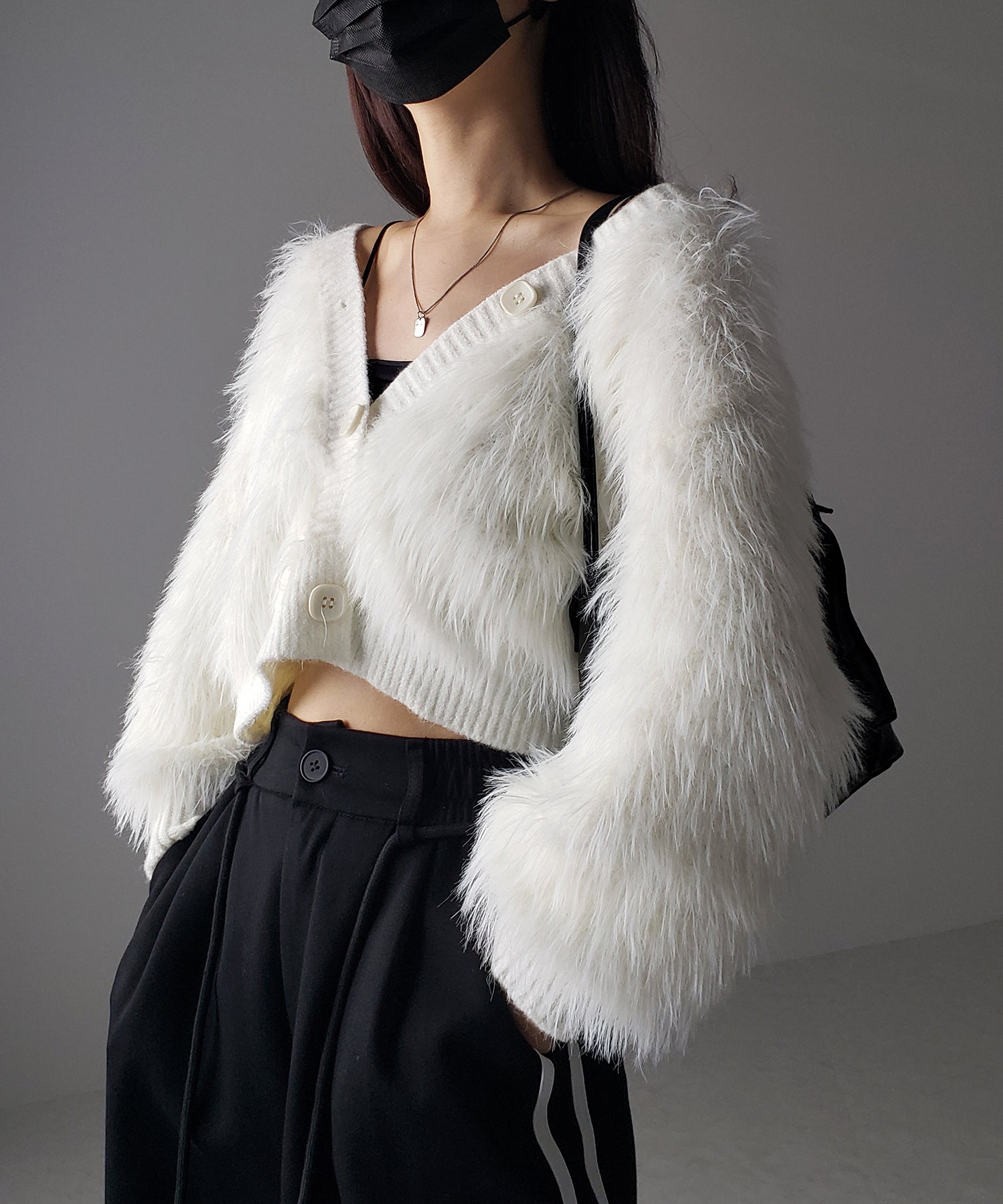 ファームードシャギーニットカーディガン