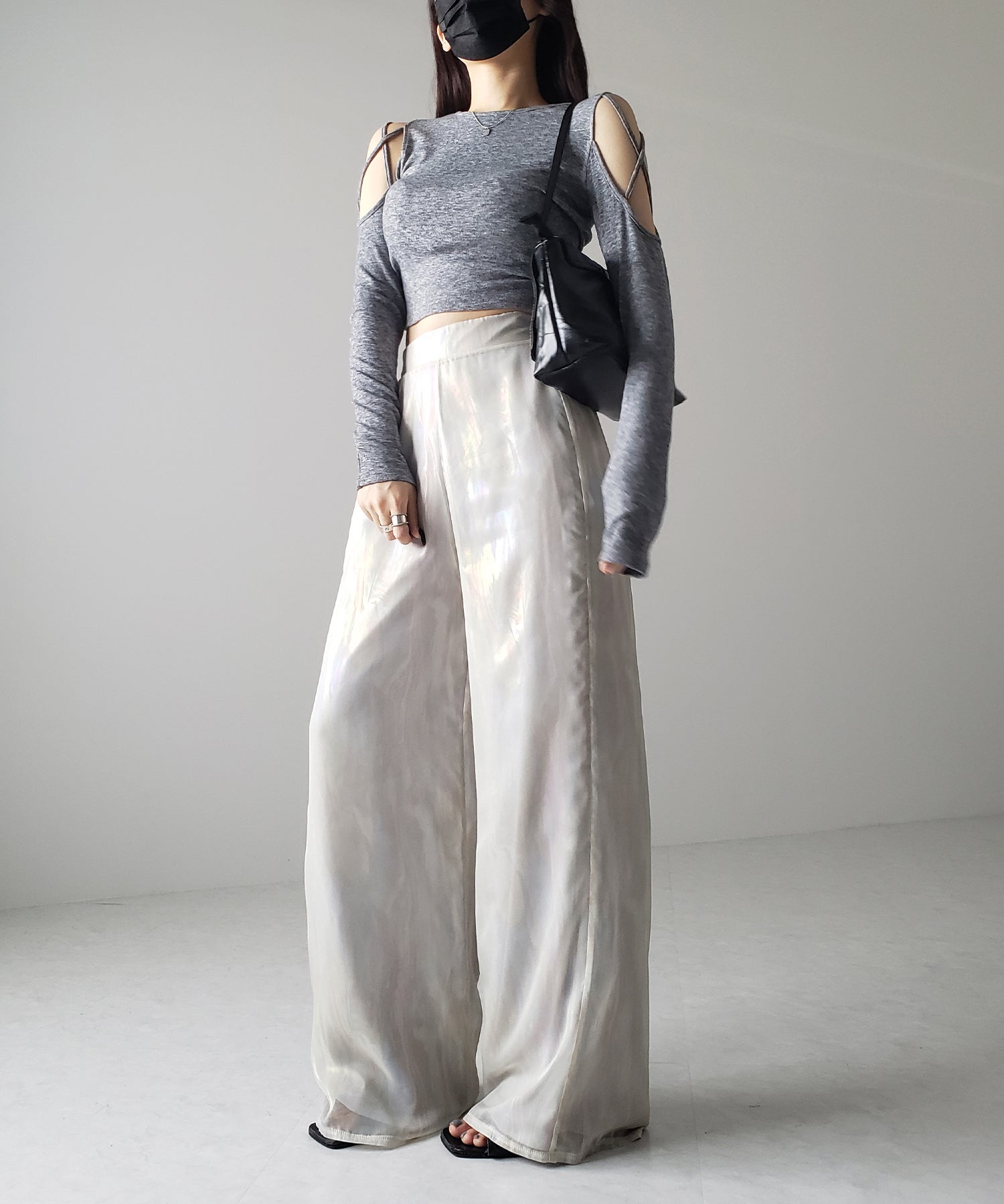 【 裏地付き 】オーロラグロスオーガンジーワイドパンツ / Aurora gloss organdy wide pants