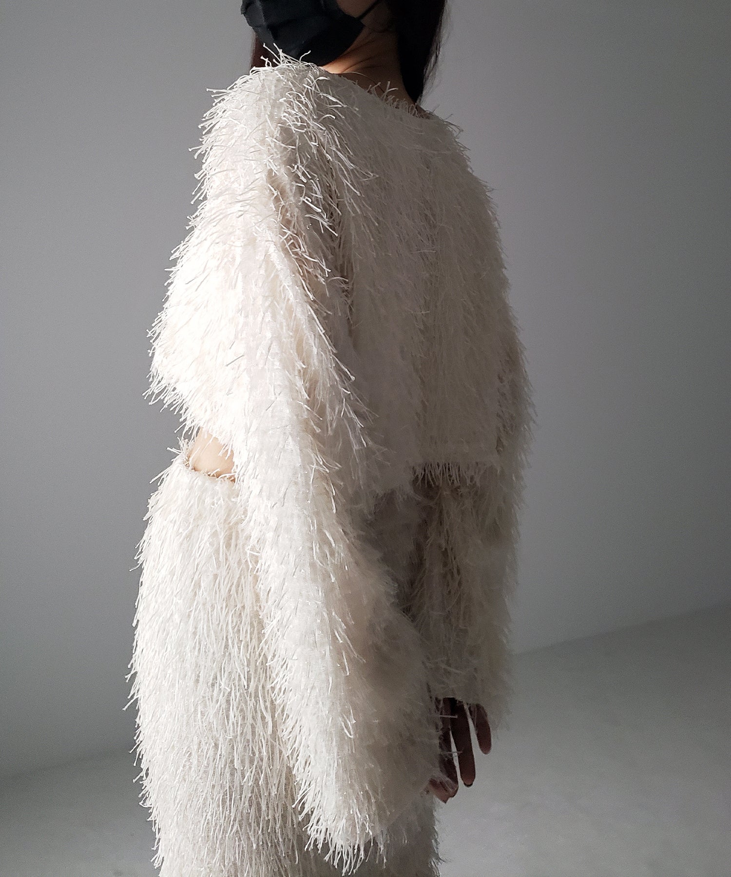 【 セットアップ可能 】シャギーフリンジショートカーディガン /shaggy fringe short cardigan