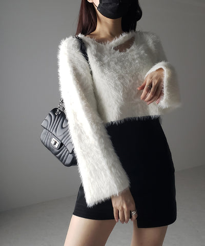 カットアウトショートシャギーニット