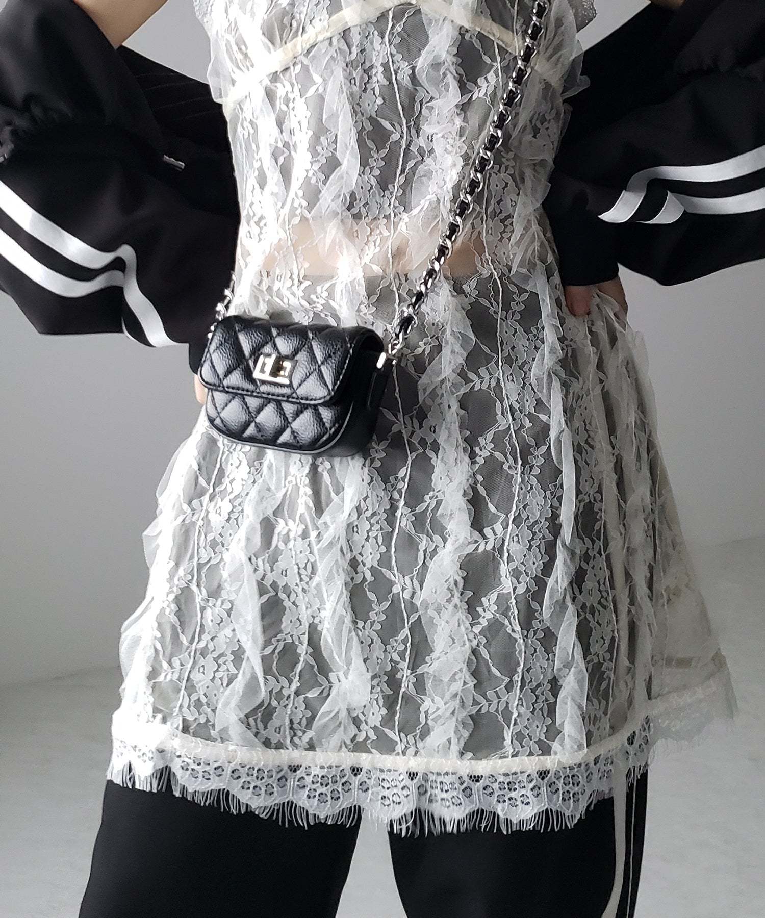 【 2color 】チュールドッキングレースチュニックキャミソール / tulle docking lace tunic camisole