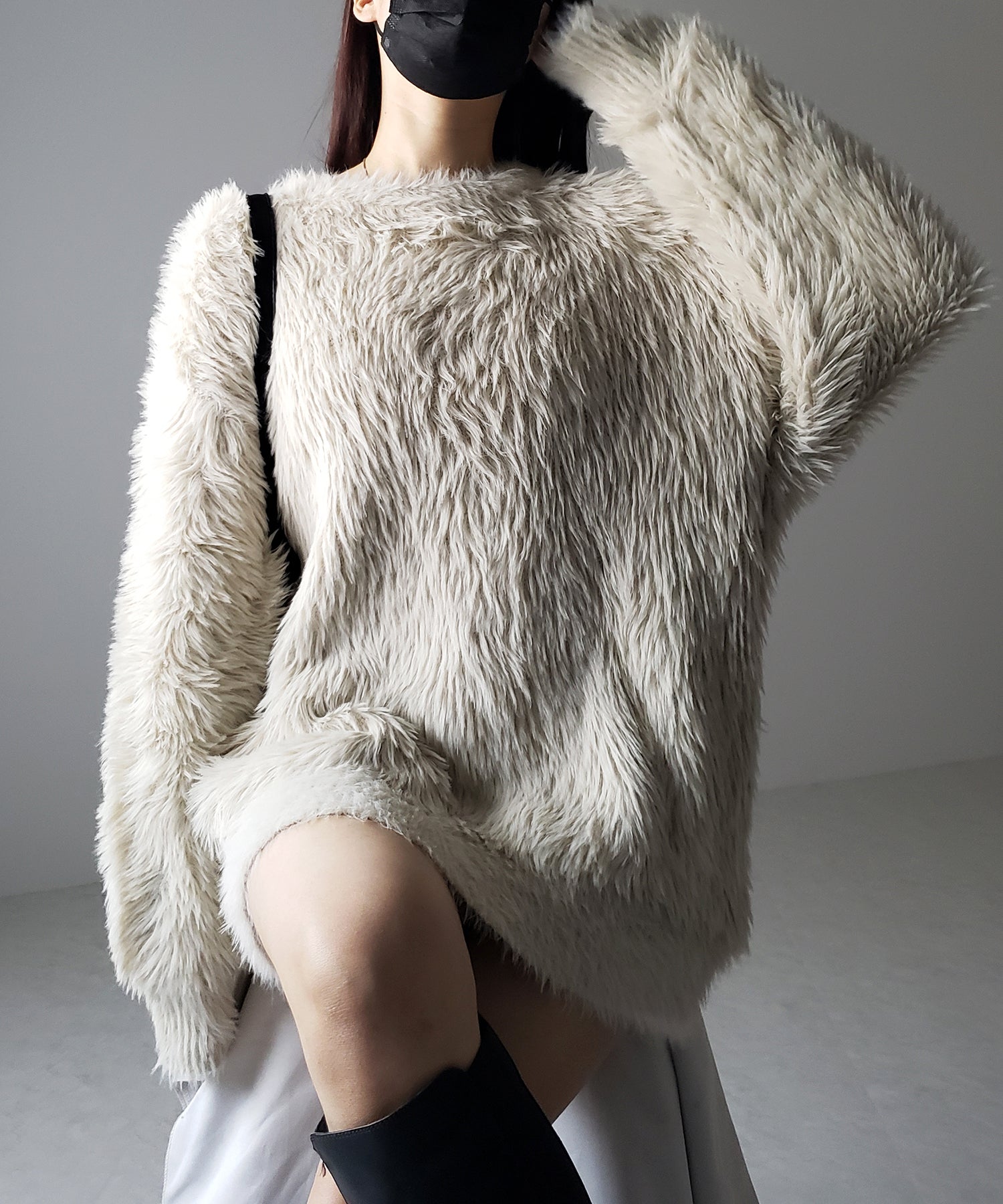 【 4color 】ビッグシルエットロングシャギールーズニット / big silhouette long shaggy loose knit