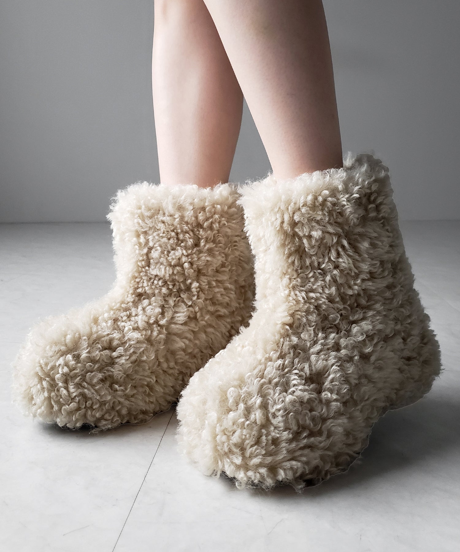 厚底テディボアショートブーツ / platform teddy boa short boots