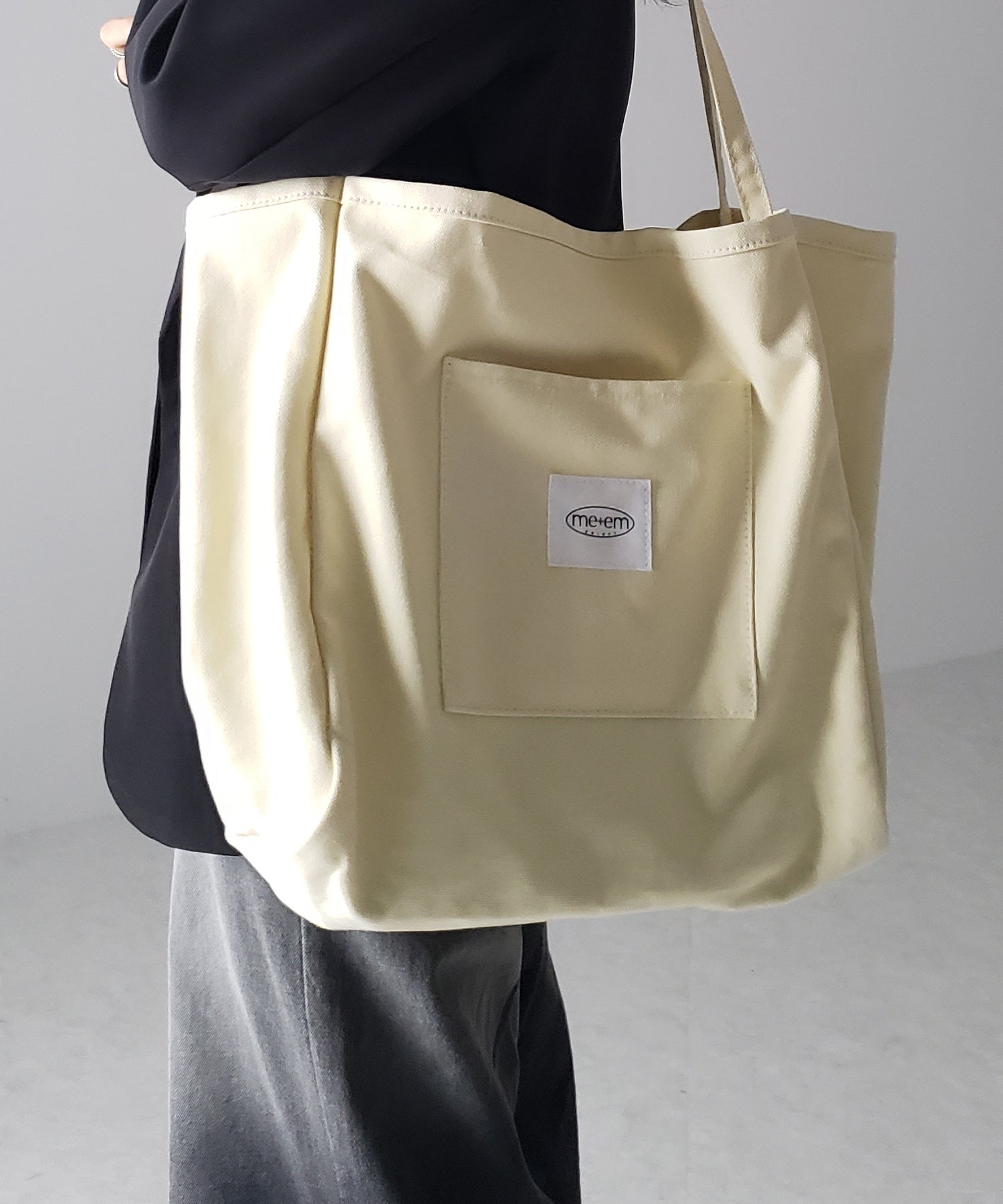 【 7color /大容量 】ミームセレクトオリジナルタグキャンバスカラートートバッグ / me+em select original tag canvas color totebag