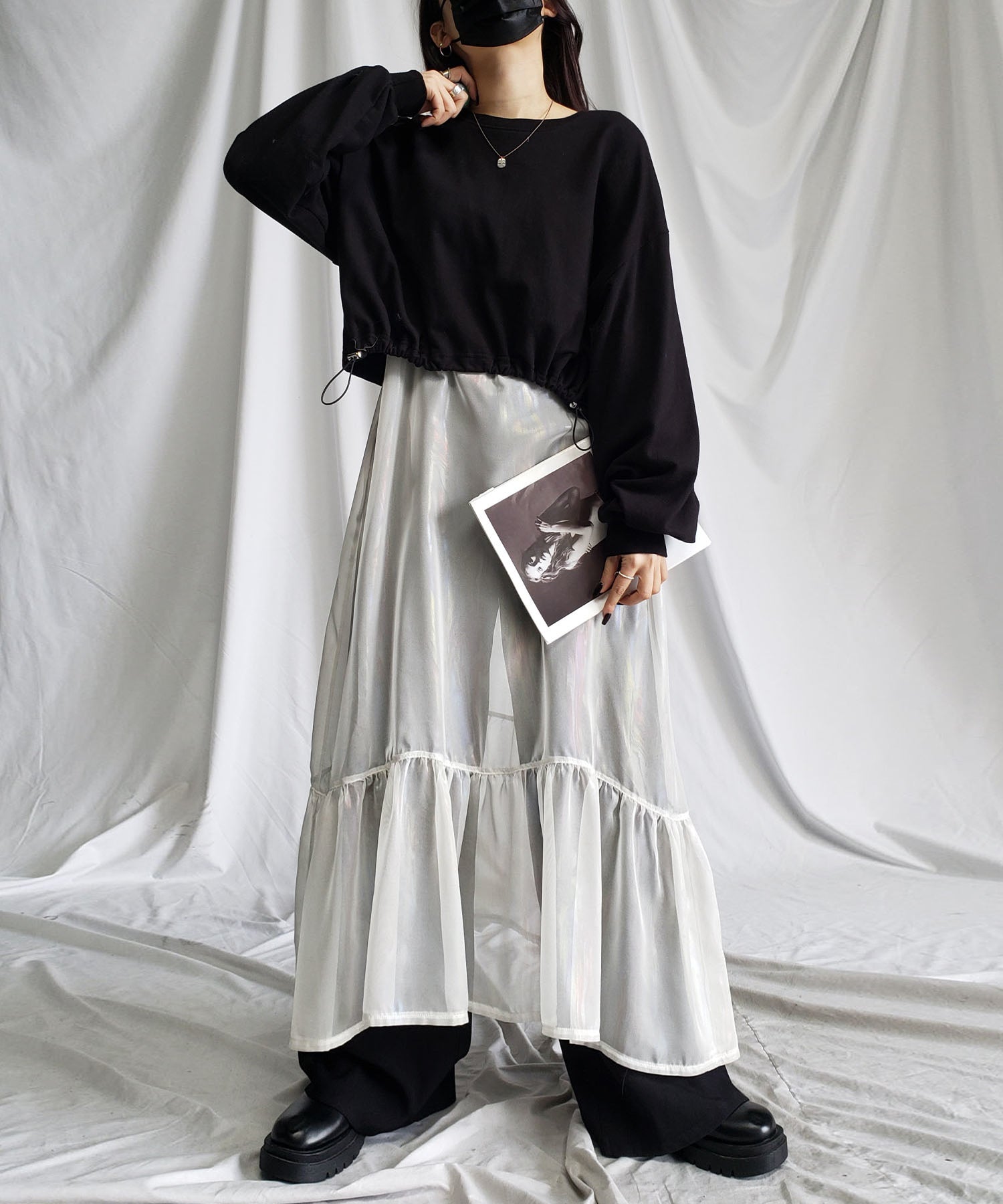 オーロラグロスオーガンジーギャザーフレアキャミワンピース / Aurora gloss organdygather flare cami onepiece