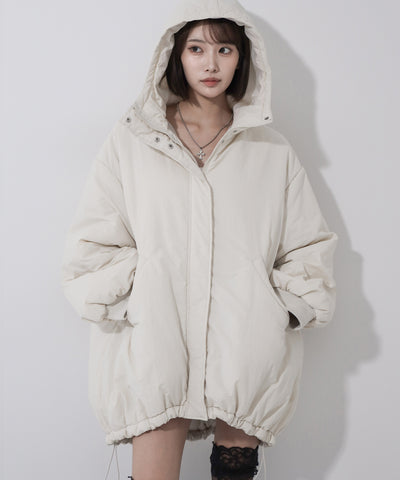 【 裾絞り可能2WAY 】フード付きパファーエコダウンモンスターコート / 2WAY Hooded puffer eco down monster coat