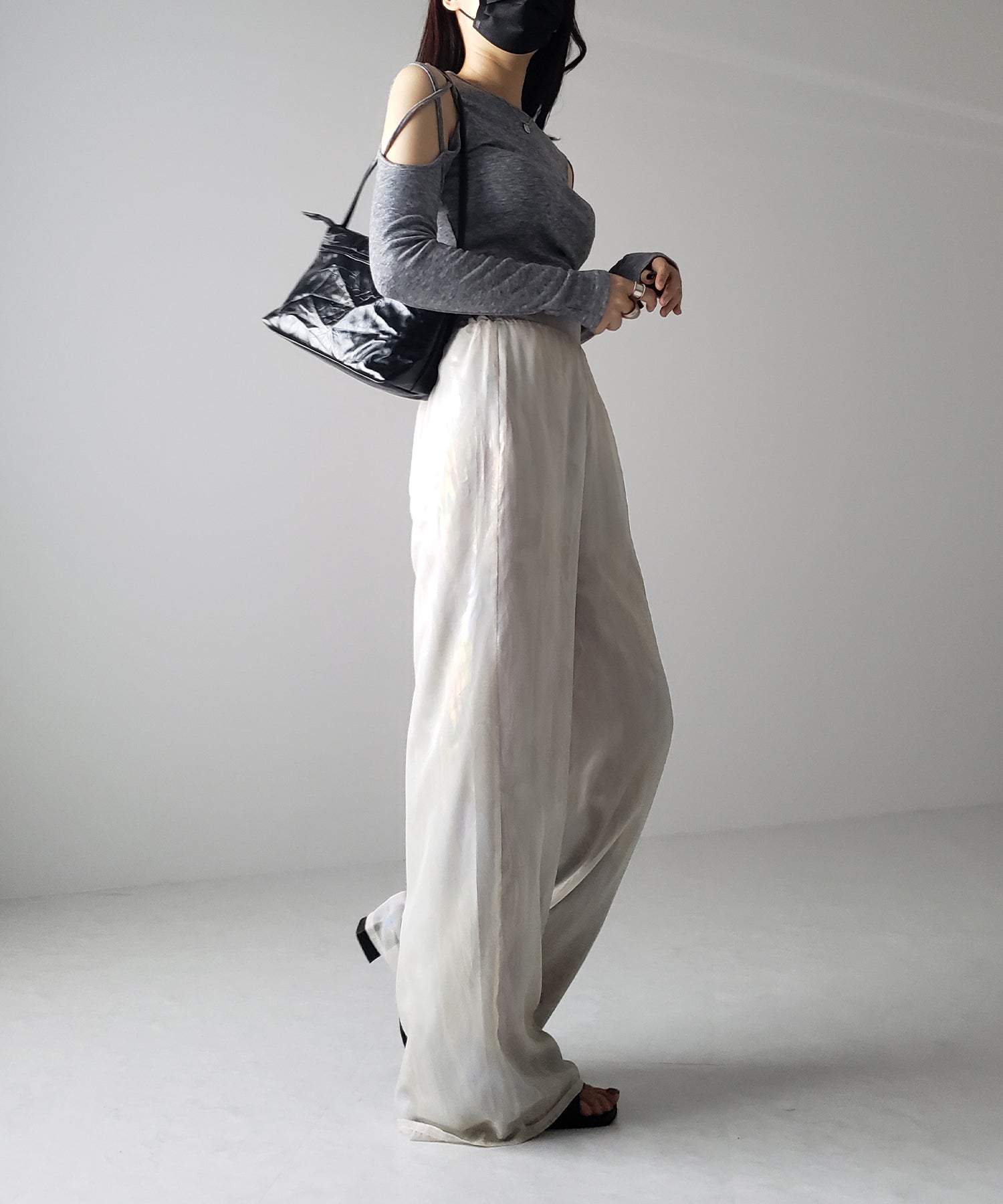 【 裏地付き 】オーロラグロスオーガンジーワイドパンツ / Aurora gloss organdy wide pants