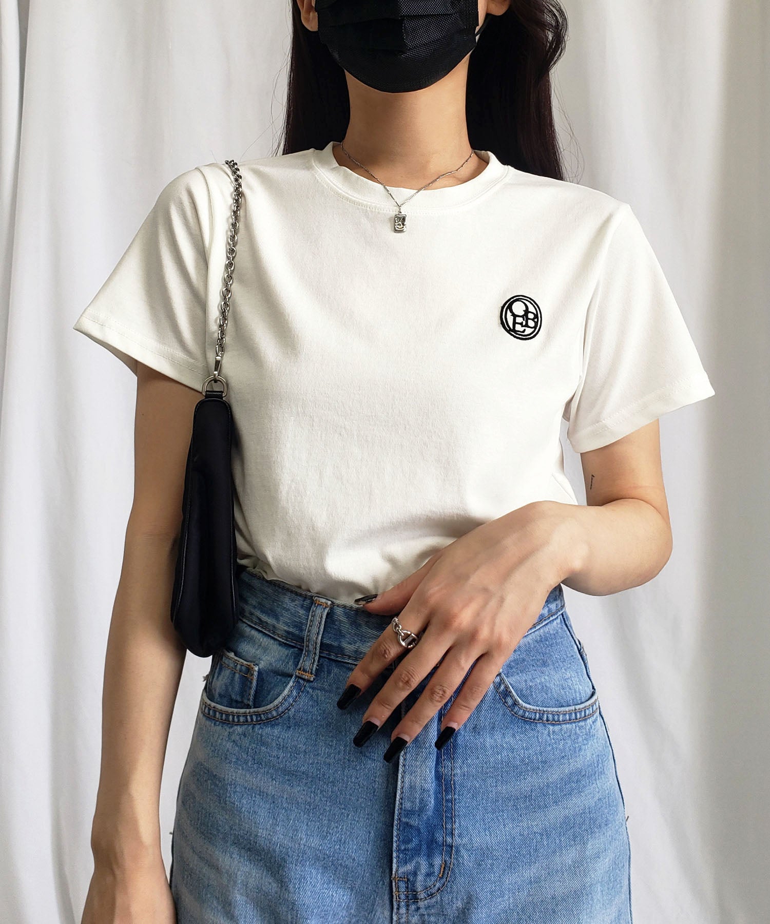 OBE刺繍 ミニロゴTシャツ【 韓国製 】