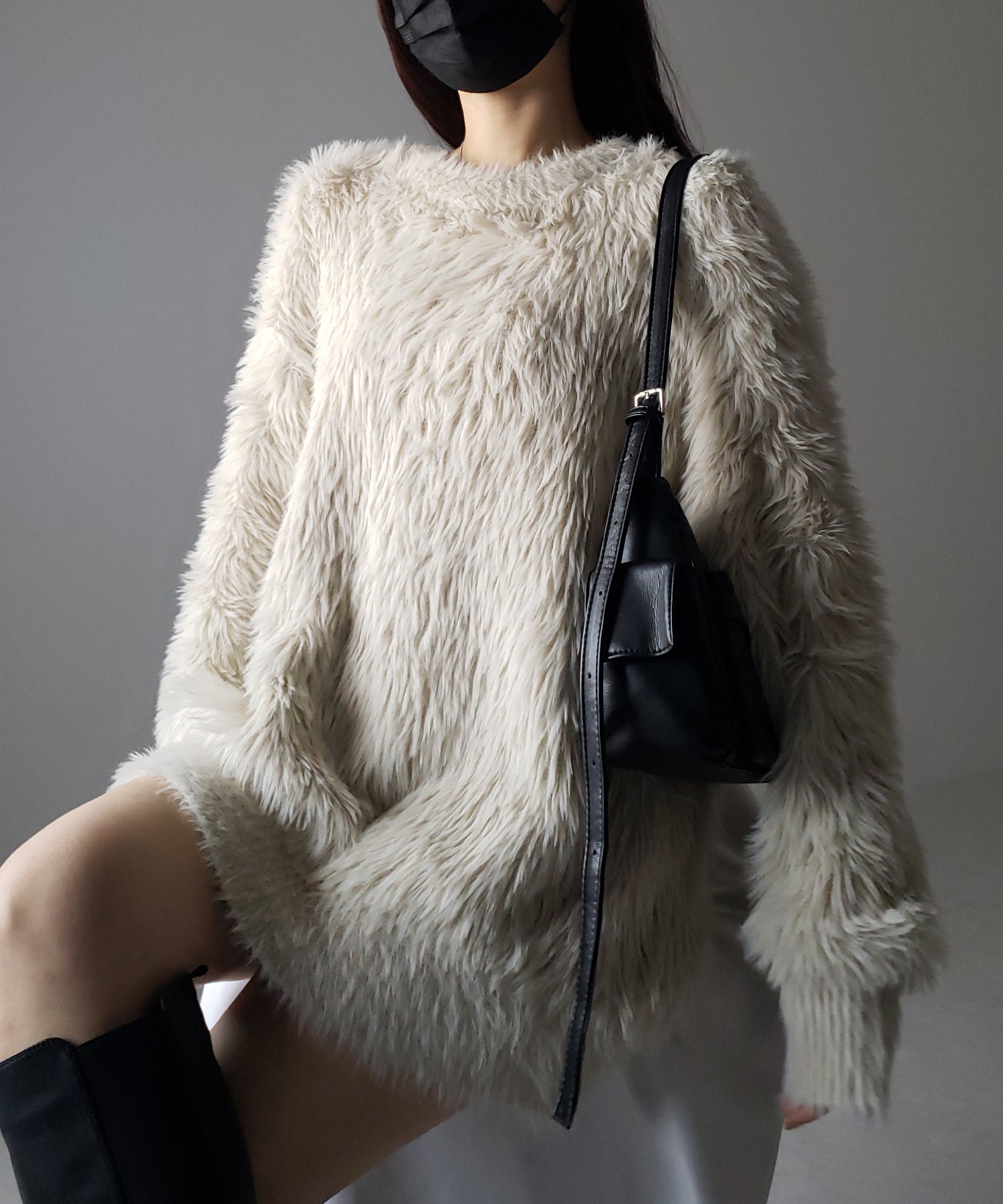 【 4color 】ビッグシルエットロングシャギールーズニット / big silhouette long shaggy loose knit