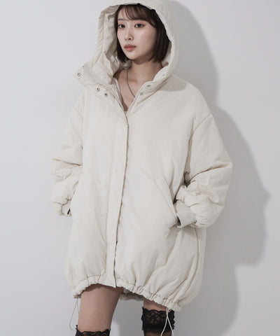 【 裾絞り可能2WAY 】フード付きパファーエコダウンモンスターコート / 2WAY Hooded puffer eco down monster coat