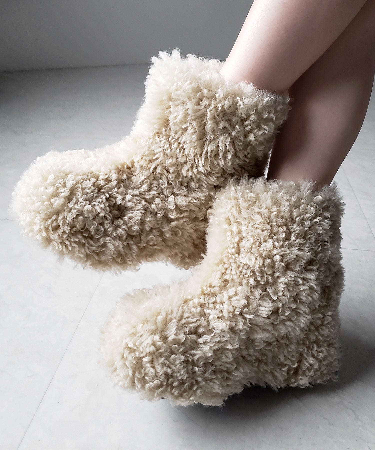 厚底テディボアショートブーツ / platform teddy boa short boots