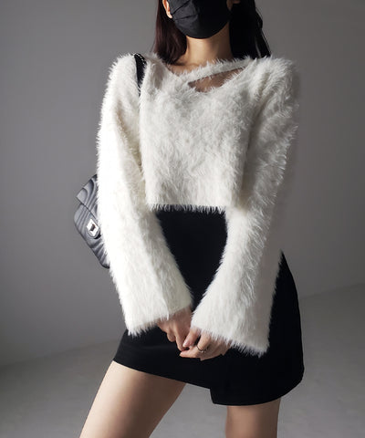 カットアウトショートシャギーニット