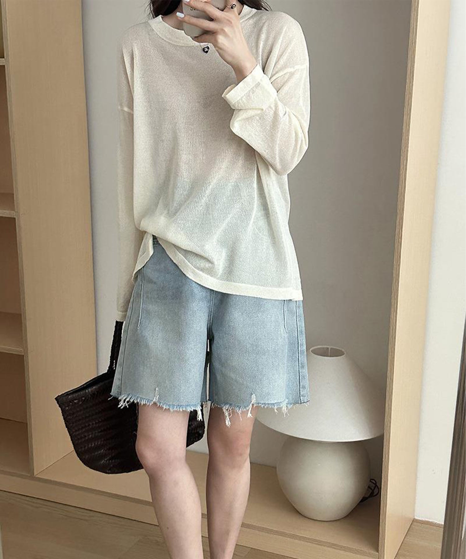 【 選べる7color 】ニュアンスカラーバックスリットオーバーシアーニット / nuance color back slit over sheer knit
