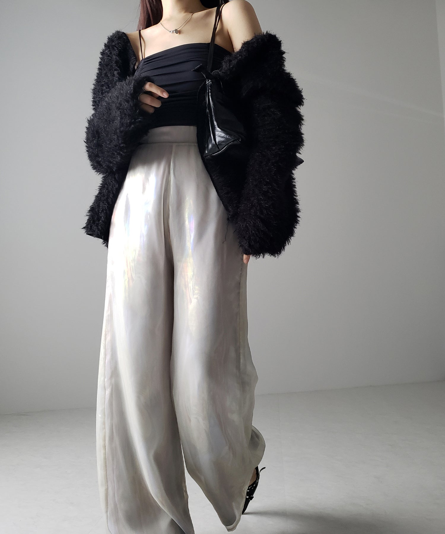 【 裏地付き 】オーロラグロスオーガンジーワイドパンツ / Aurora gloss organdy wide pants