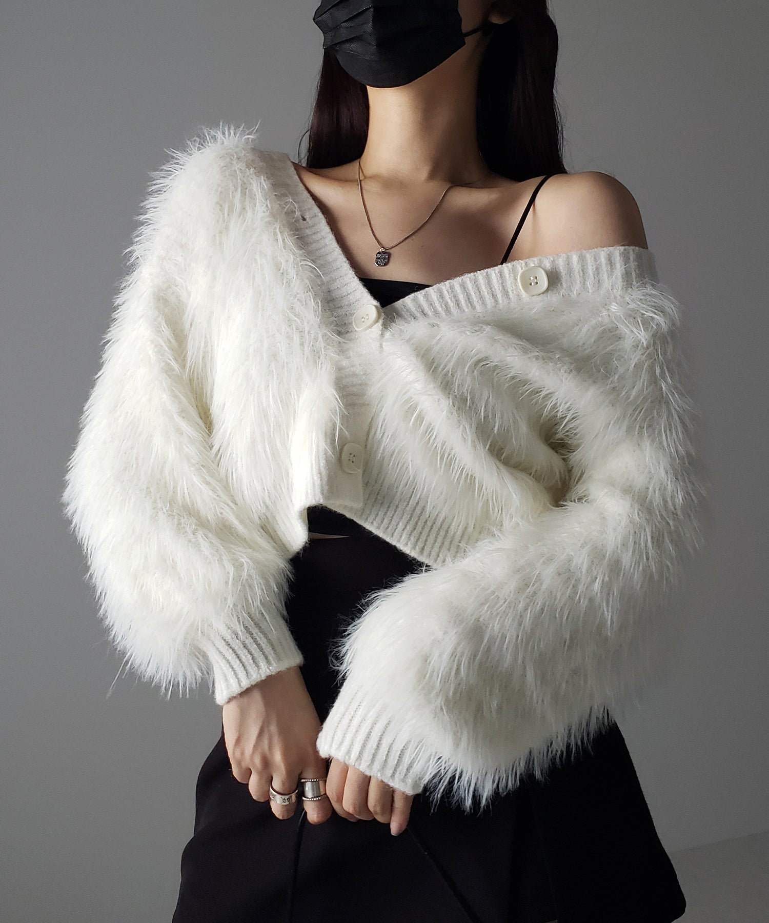 ファームードシャギーニットカーディガン