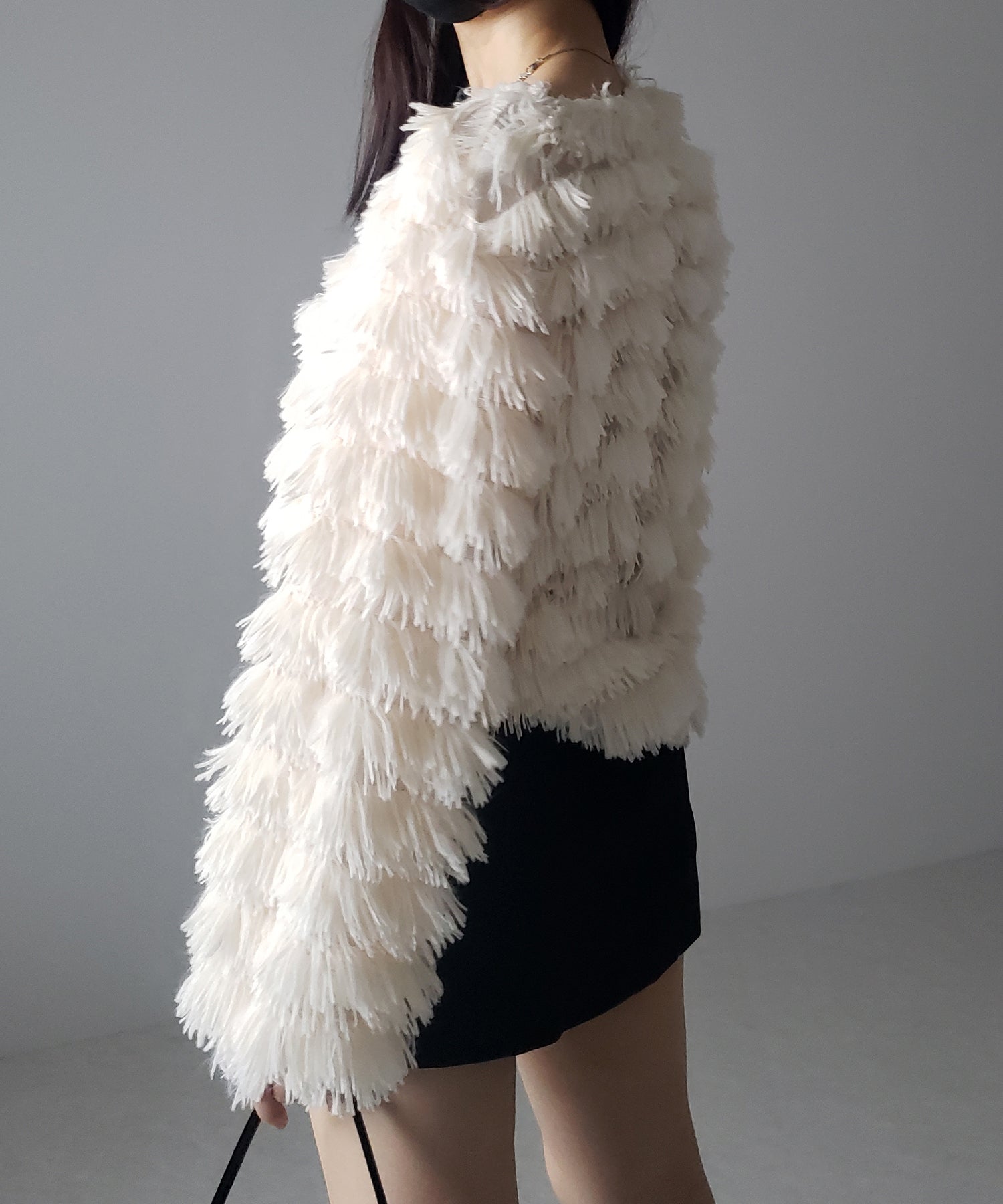 【 4color 】シャギーファーフリンジオーバートップス /shaggy fur fringe over tops