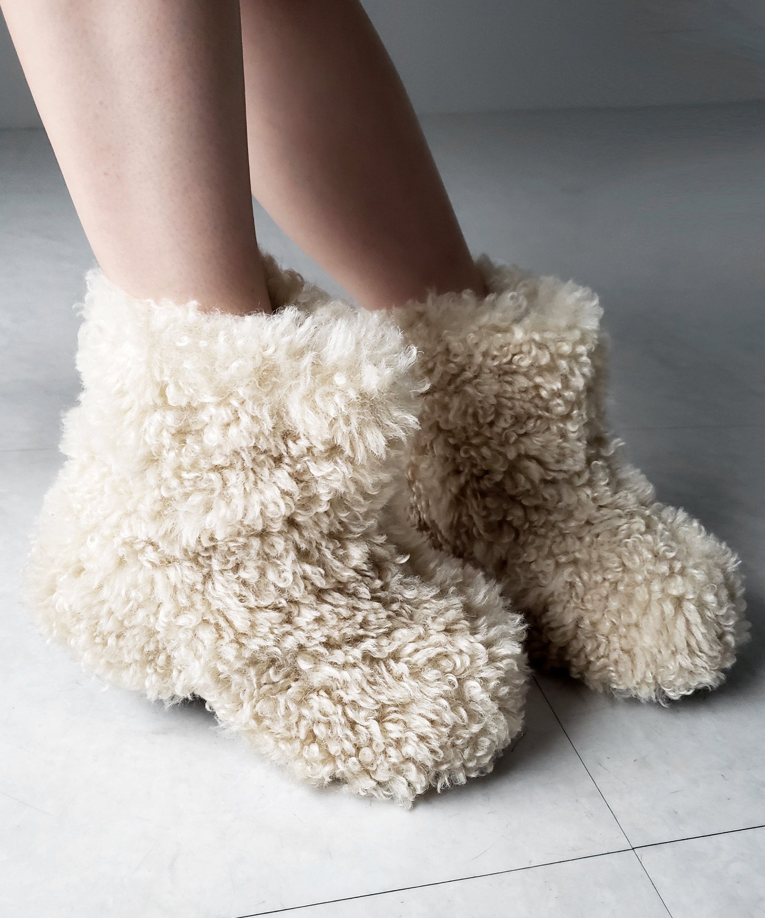 厚底テディボアショートブーツ / platform teddy boa short boots