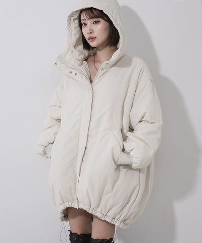 【 裾絞り可能2WAY 】フード付きパファーエコダウンモンスターコート / 2WAY Hooded puffer eco down monster coat