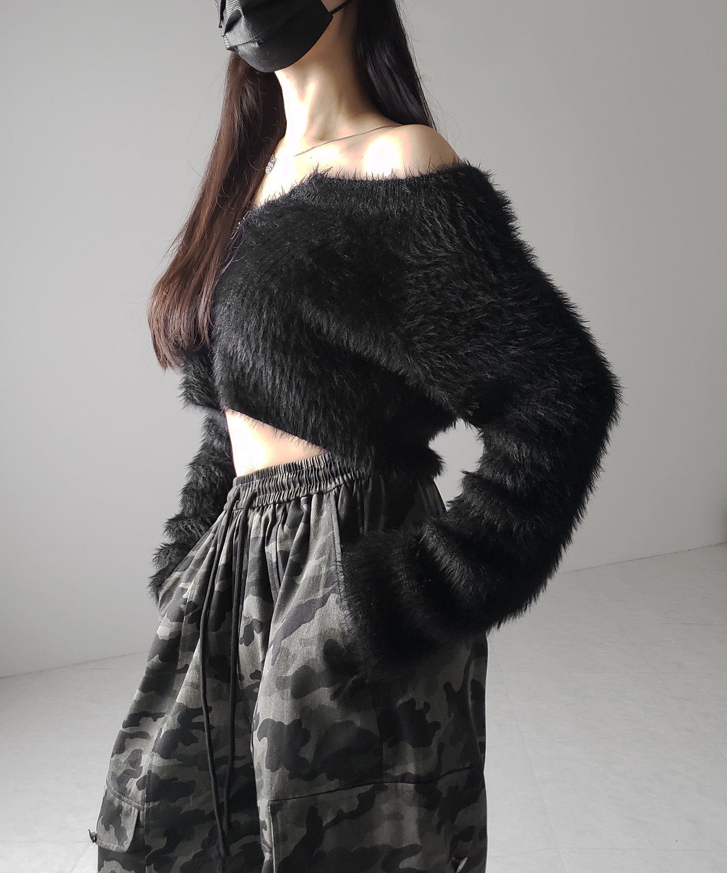 【 裾絞り可能2WAY 】カモフラミリタリーツイルワイドカーゴパンツ / camouflage military twill wide cargo pants