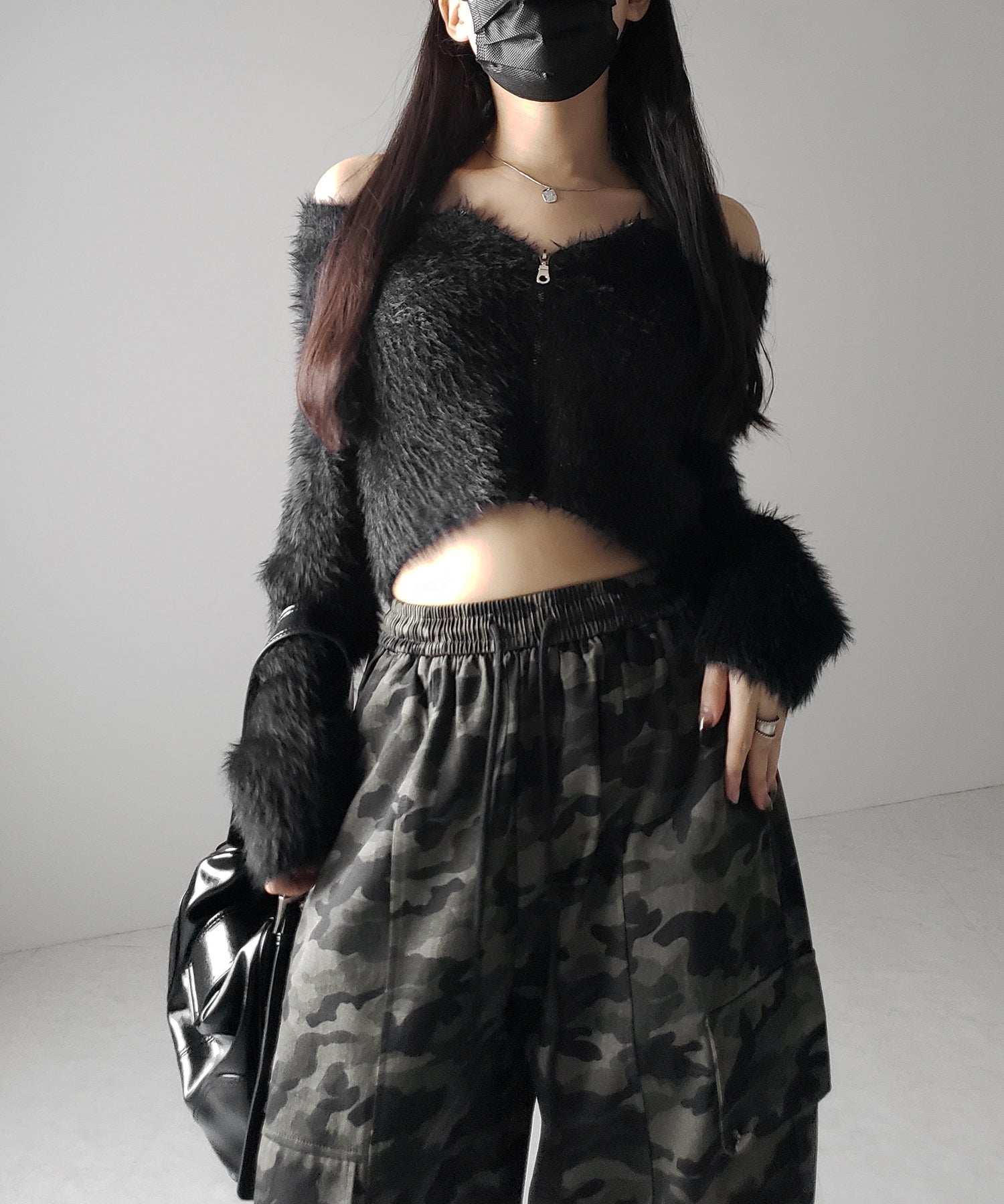 【 裾絞り可能2WAY 】カモフラミリタリーツイルワイドカーゴパンツ / camouflage military twill wide cargo pants