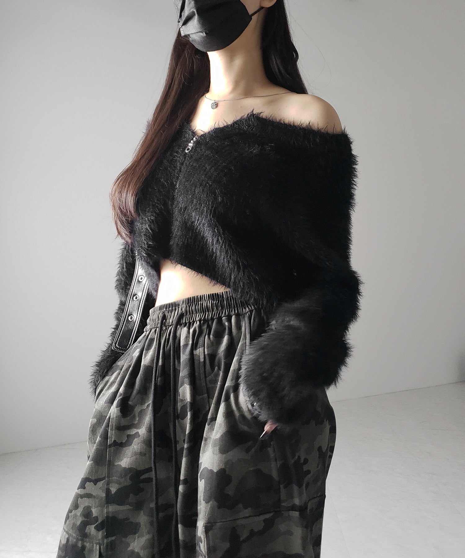 【 裾絞り可能2WAY 】カモフラミリタリーツイルワイドカーゴパンツ / camouflage military twill wide cargo pants
