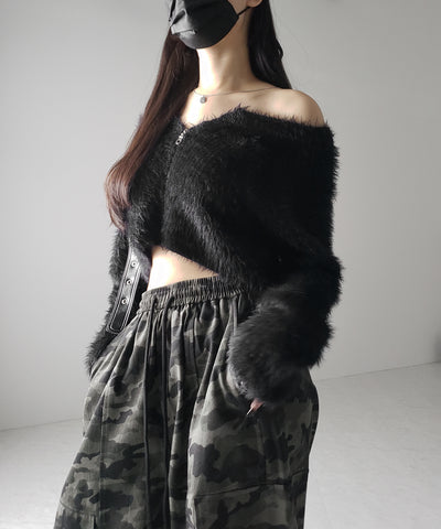 【 裾絞り可能2WAY 】カモフラミリタリーツイルワイドカーゴパンツ / camouflage military twill wide cargo pants