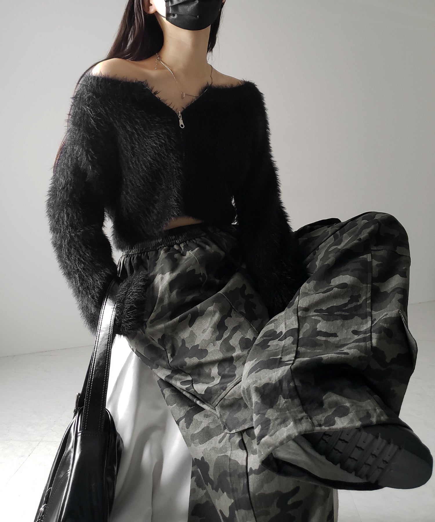【 裾絞り可能2WAY 】カモフラミリタリーツイルワイドカーゴパンツ / camouflage military twill wide cargo pants