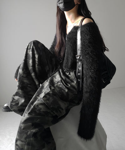 【 裾絞り可能2WAY 】カモフラミリタリーツイルワイドカーゴパンツ / camouflage military twill wide cargo pants