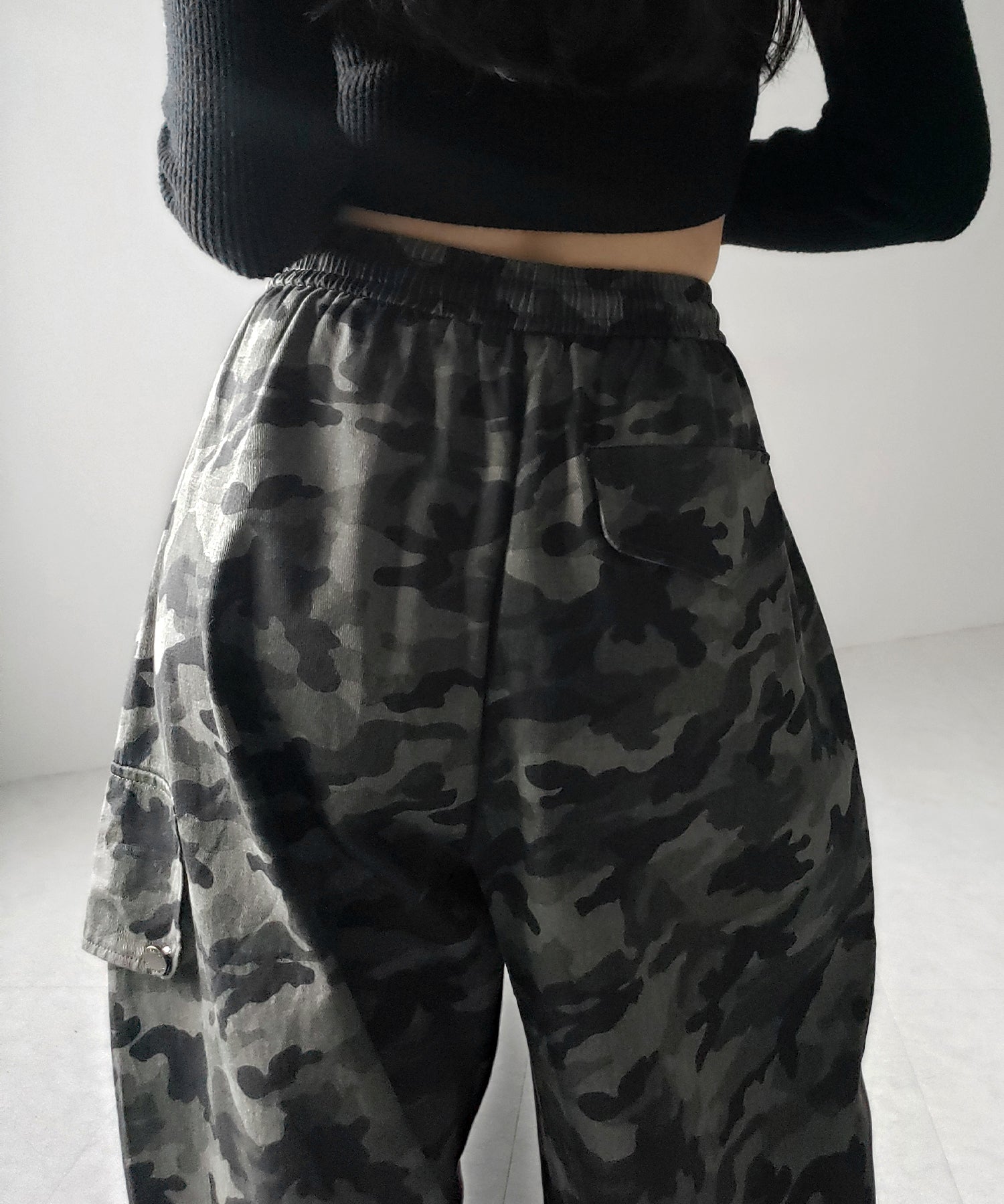 【 裾絞り可能2WAY 】カモフラミリタリーツイルワイドカーゴパンツ / camouflage military twill wide cargo pants