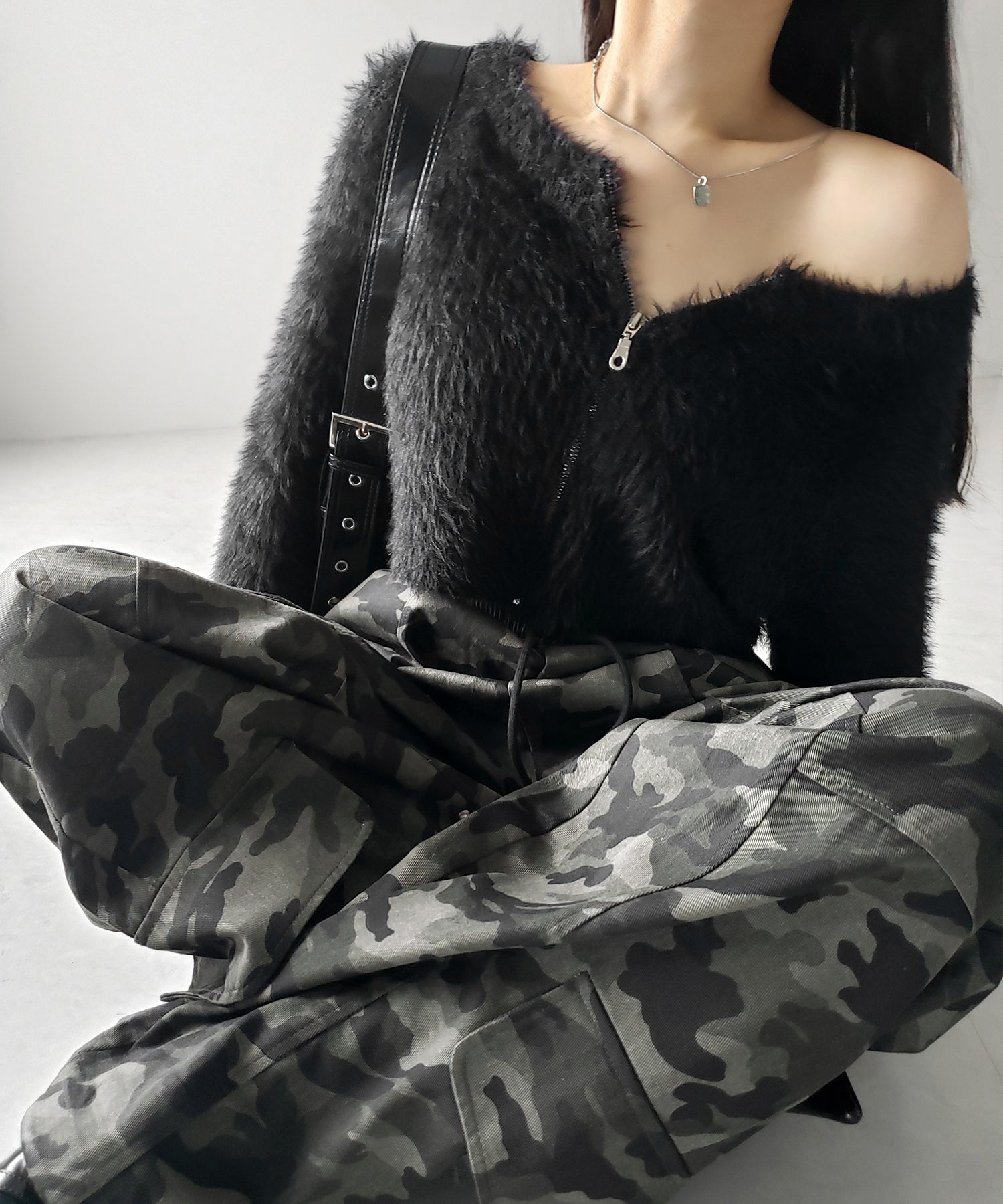 【 裾絞り可能2WAY 】カモフラミリタリーツイルワイドカーゴパンツ / camouflage military twill wide cargo pants