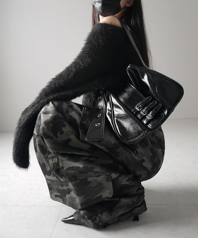 【 裾絞り可能2WAY 】カモフラミリタリーツイルワイドカーゴパンツ / camouflage military twill wide cargo pants