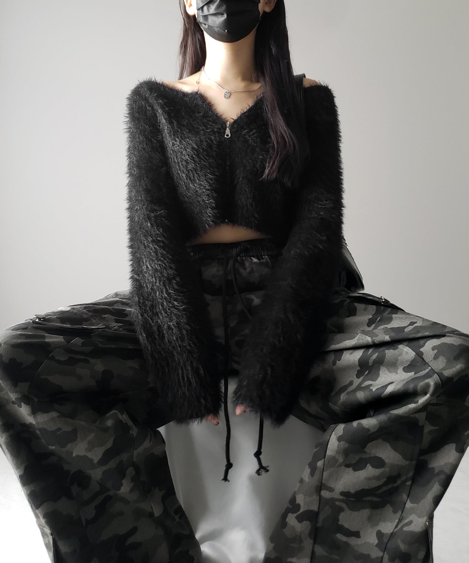 【 裾絞り可能2WAY 】カモフラミリタリーツイルワイドカーゴパンツ / camouflage military twill wide cargo pants