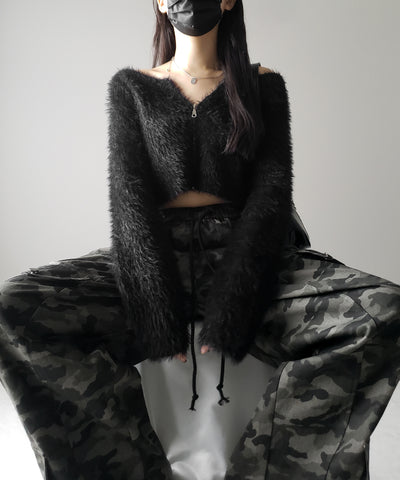 【 裾絞り可能2WAY 】カモフラミリタリーツイルワイドカーゴパンツ / camouflage military twill wide cargo pants