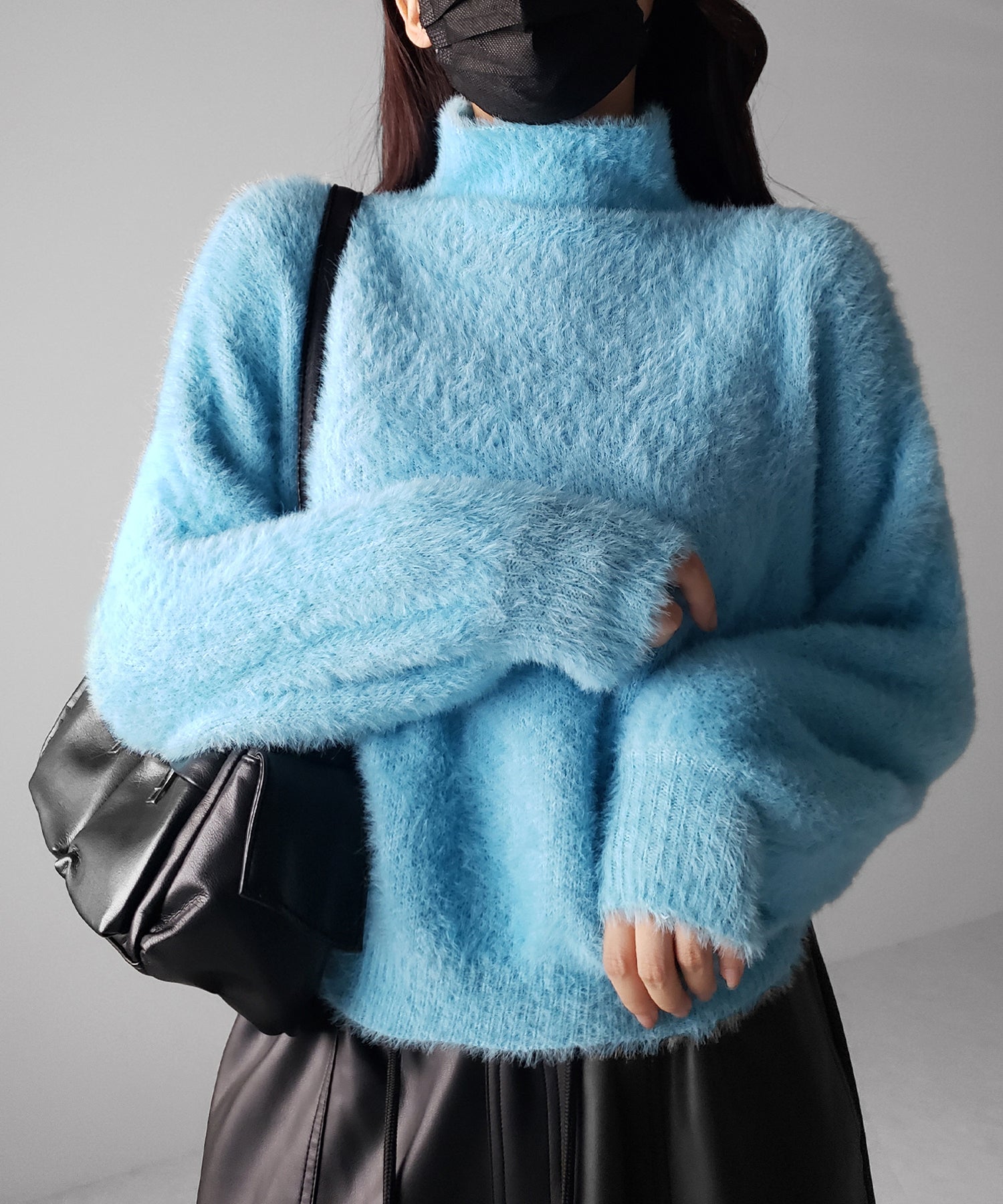 【 新色追加/9色展開 】ハイネックカラーシャギーニット