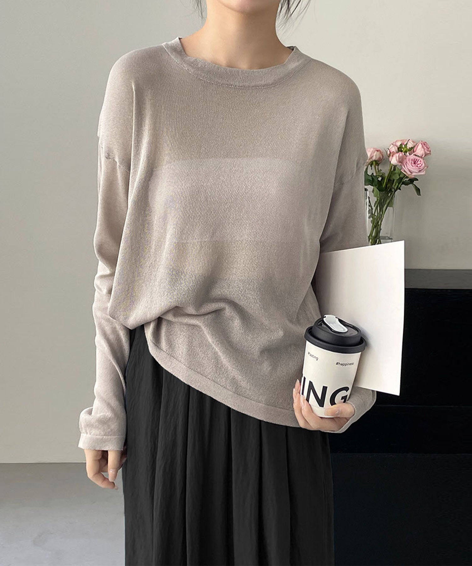 【 選べる7color 】ニュアンスカラーバックスリットオーバーシアーニット / nuance color back slit over sheer knit