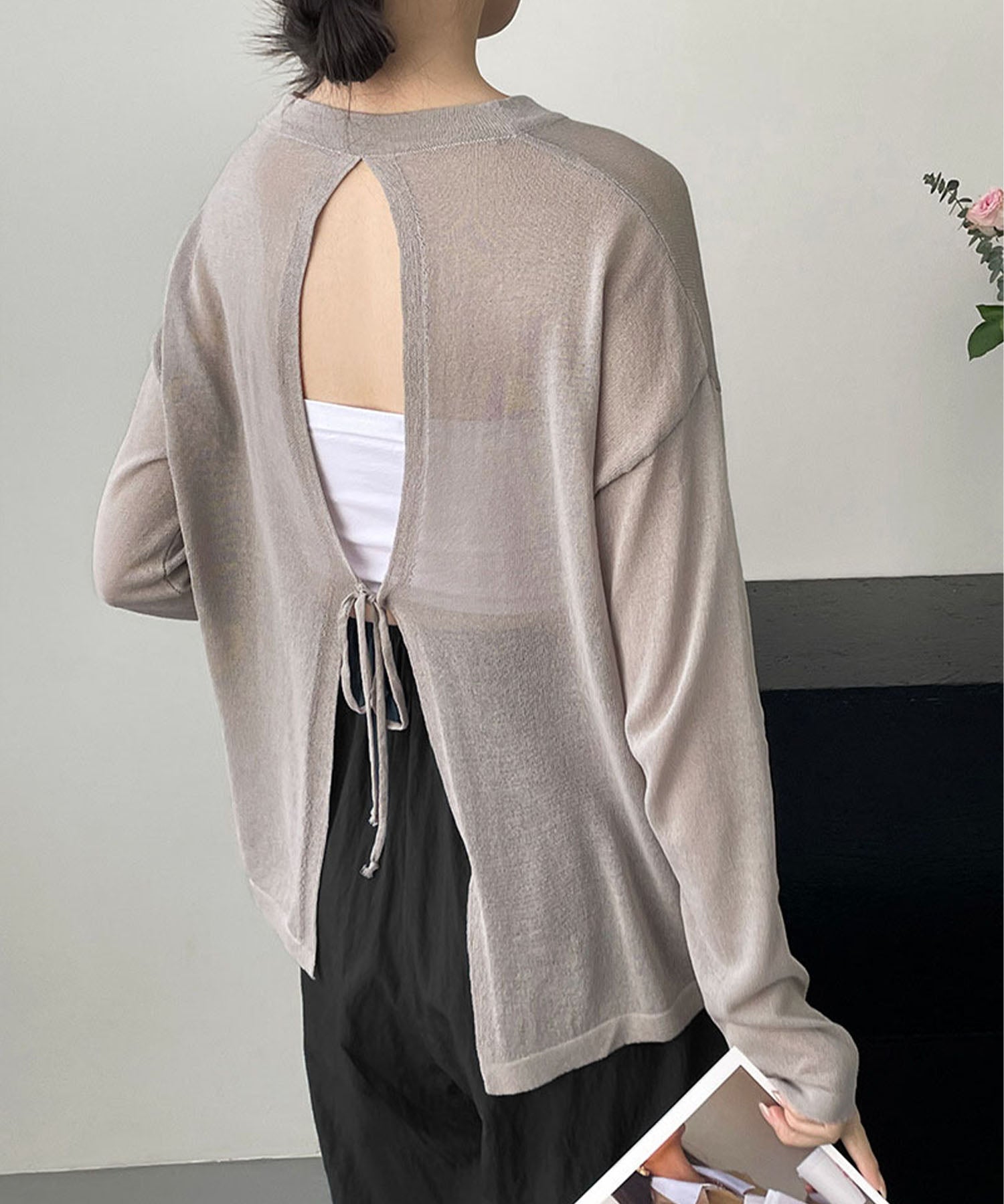 【 選べる7color 】ニュアンスカラーバックスリットオーバーシアーニット / nuance color back slit over sheer knit