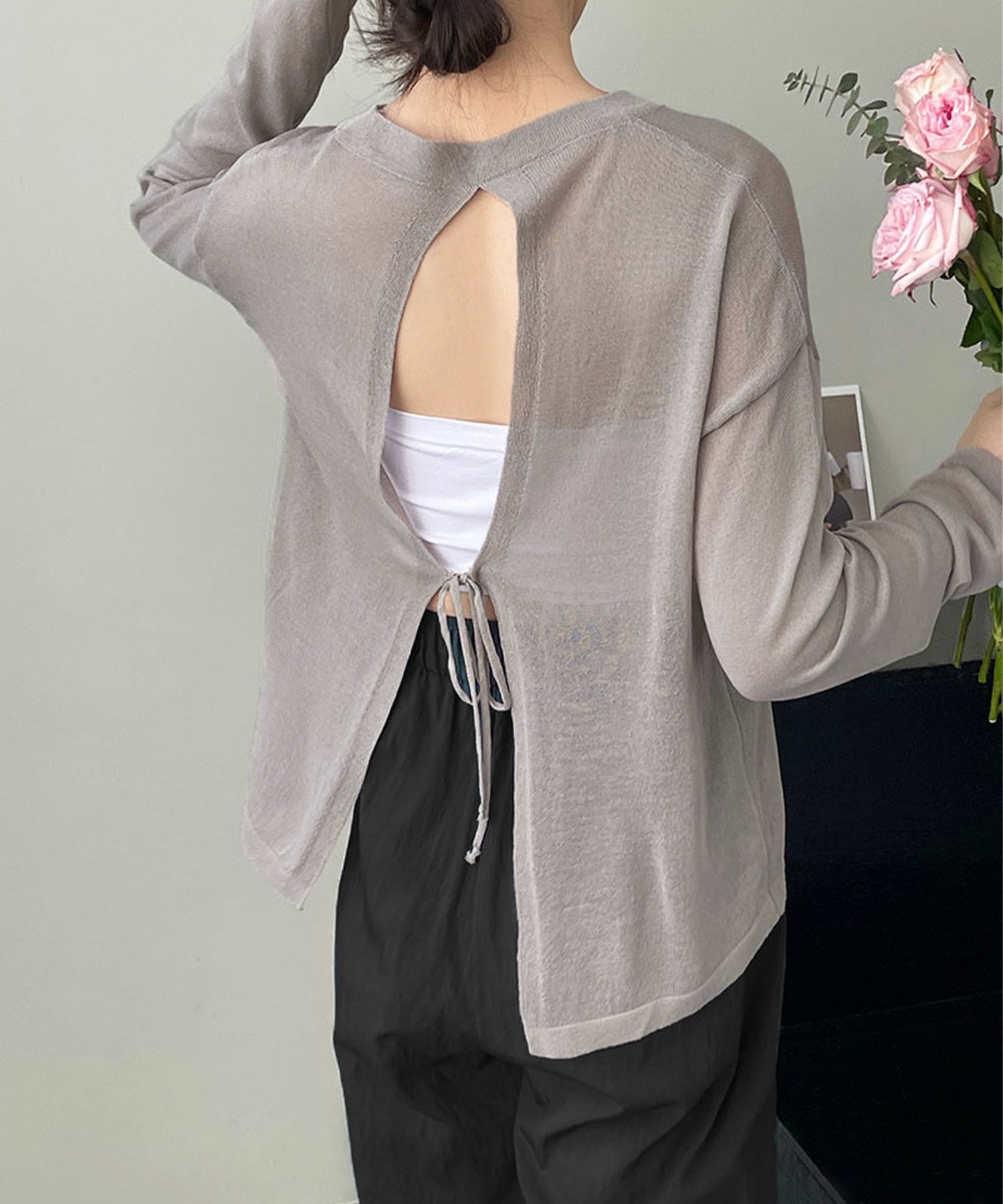 【 選べる7color 】ニュアンスカラーバックスリットオーバーシアーニット / nuance color back slit over sheer knit