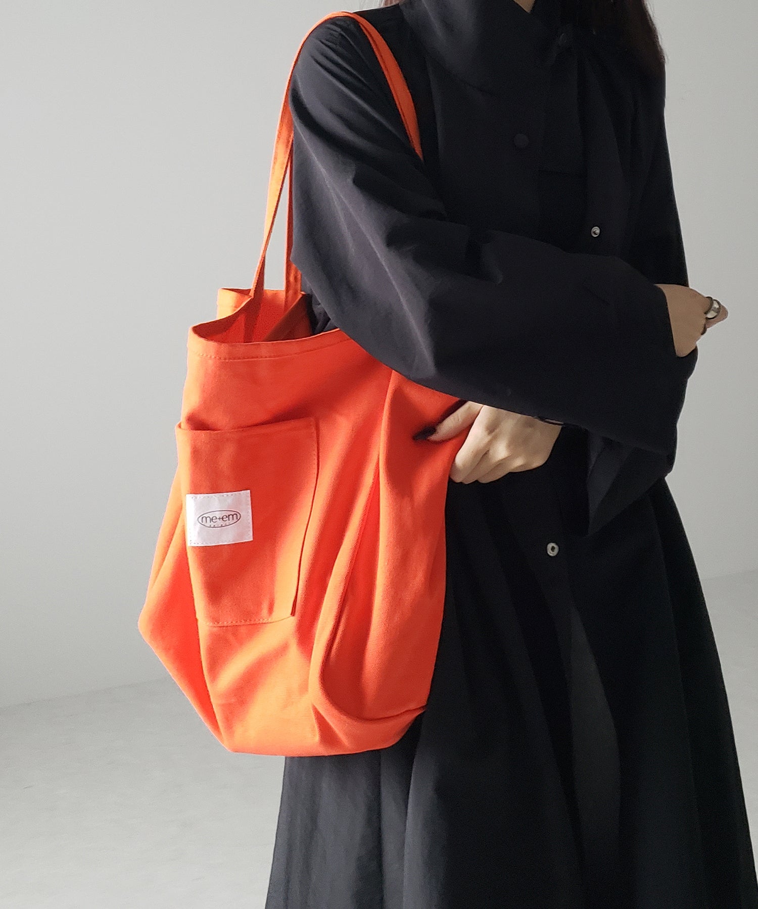 【 7color /大容量 】ミームセレクトオリジナルタグキャンバスカラートートバッグ / me+em select original tag canvas color totebag