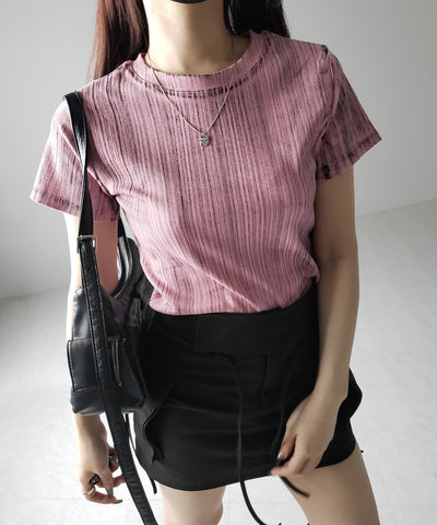 ヴィンテージプリントクロップドリブTシャツ / vintage print cropped lib Tee